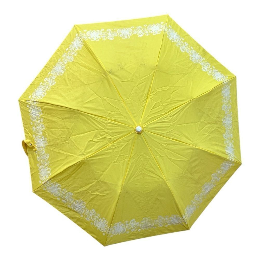 Yellow Oscar De La Renta Umbrella with White Floral Design